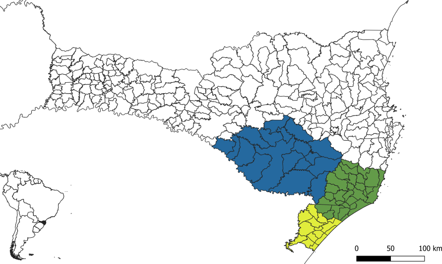 Mapa Interativo de Santa Catarina com Interação de Regiões